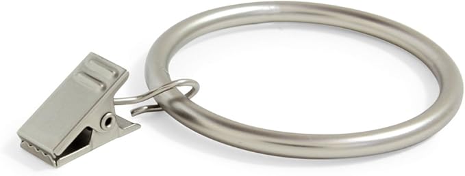 Ivilon Curtain Rings - Set of 14 Decorative Drapery Rings Curtain Clip Rings with Strong Clips 2" Diameter - Color Satin Nickel