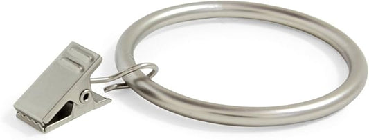 Ivilon Curtain Rings - Set of 14 Decorative Drapery Rings Curtain Clip Rings with Strong Clips 2" Diameter - Color Satin Nickel