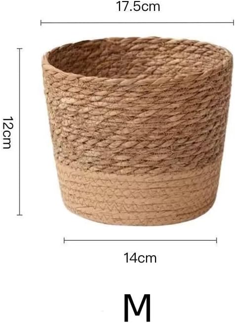 Kerio Seagrass Planter Basket Hand-Woven Flower Pots Cover Plant Containers Plant Baskets for Indoor Outdoor, M