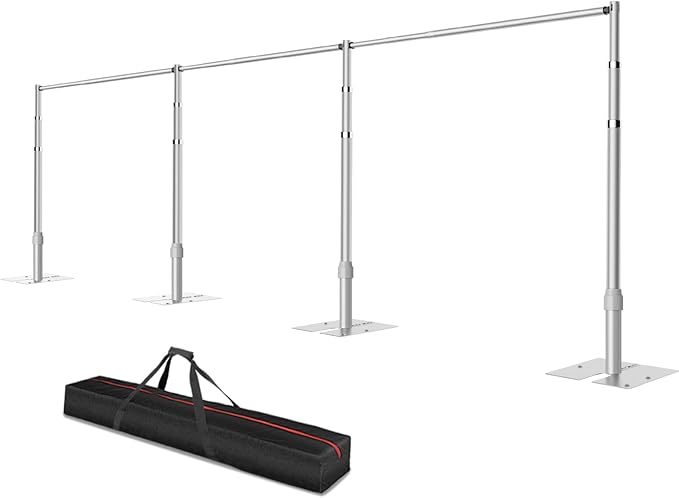 Pipe and Drape Backdrop Stand, 8.9x30ft Heavy Duty Adjustable Background Frame with Metal Base, Back Drop Holder for Parties Photography Wedding Photoshoot Decoration