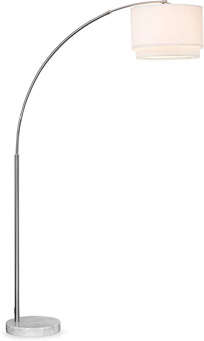 Major-Q Modern 81" Arc Tall X-Large Living Room-Stand Up Arching Drum Shade Large Floor Lamp with Real Marble Base for Bedrooms-Corner Lamp for Office Lighting (White)