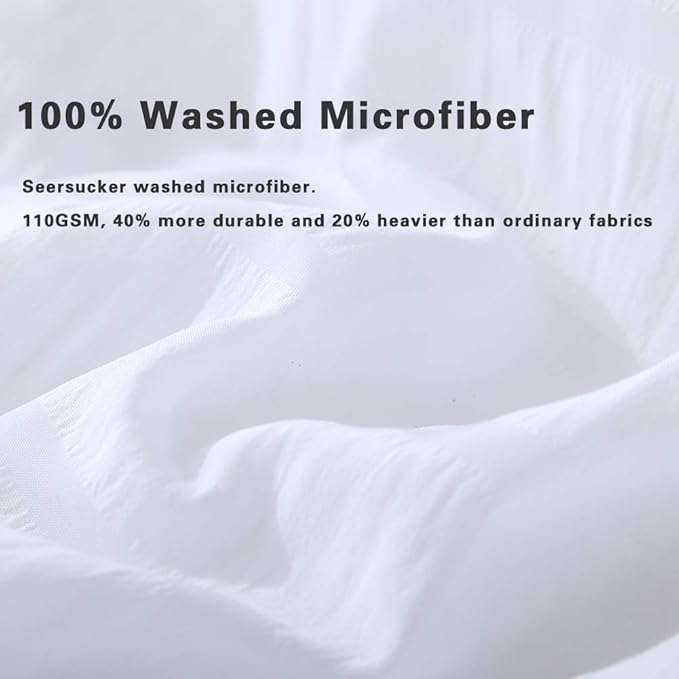 AveLom White Duvet Cover King (104 x 90 inches), 3 Pieces (1 Duvet Cover + 2 Pillow Cases), Seersucker Textured Ultra Soft Washed Microfiber, Textured Duvet Cover with Zipper Closure, Corner Ties