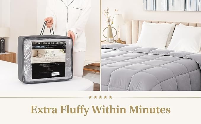 The Ultimate All Season Comforter Deal Hotel Luxury Down Alternative Comforter Duvet Insert with Tabs Machine Washable (California King Grey)