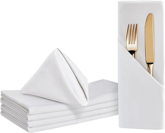 BALCONY & FALCON Cotton Cloth Napkins 6 Pack White Square Soft Absorbent Washable 20 x 20 inches Napkins for Restaurant Weddings Holidays Family Dinners Hotels Gatherings