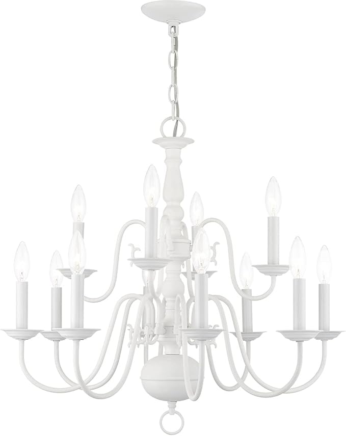 Livex Lighting 5012-03 Williamsburgh 12 Light White Chandelier