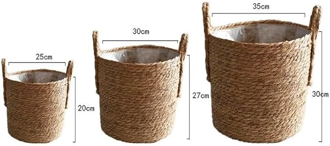 Kerio Seagrass Planter Basket Straw Plant Basket Woven Flower Plant Pot Plant Containers with Plastic Liner for Indoor Plants Laundry Room 7.9Inch