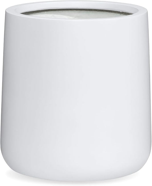 14"H x 13.7"D Conico Fiberstone Round Planter - Christmas Tree Planter, Smooth Finishes, Weather Resistant for Indoor and Outdoor Use, Included 2 Extra Coco Mats (White, 10.6" Pot Opening)
