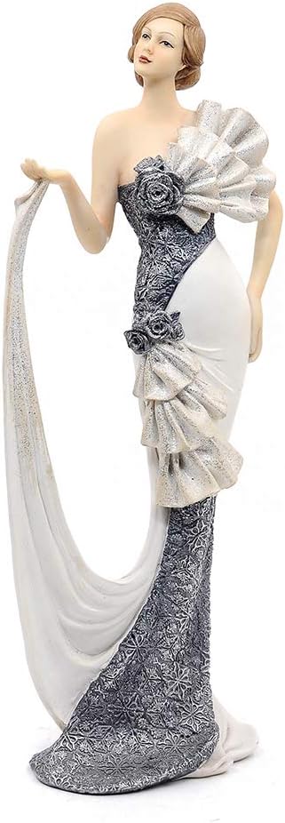 Comfy Hour Glamour Elegance Victorian Style Lady Collection Elegant Slim Lady Lifting Up Skirt Collectible Figurine, 13-inch Height, Gray & White, Polyresin