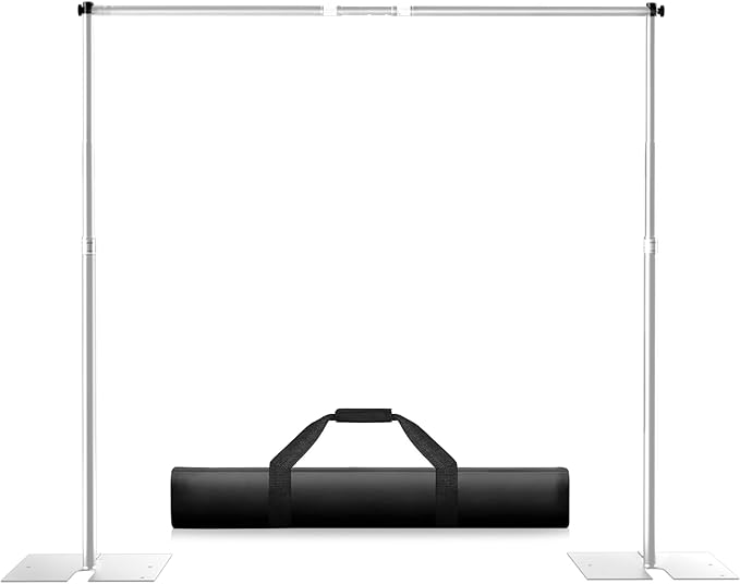 Pipe and Drape Backdrop Stand Kit 12x10ft, Heavy Duty Back Drop Adjustable Stand with Carry Bag, Metal Background Frame for Parties Wedding Birthday Decoration Photography Photo Booth Video - Silver