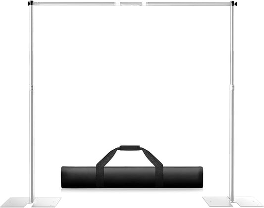 Pipe and Drape Backdrop Stand Kit 12x10ft, Heavy Duty Back Drop Adjustable Stand with Carry Bag, Metal Background Frame for Parties Wedding Birthday Decoration Photography Photo Booth Video - Silver