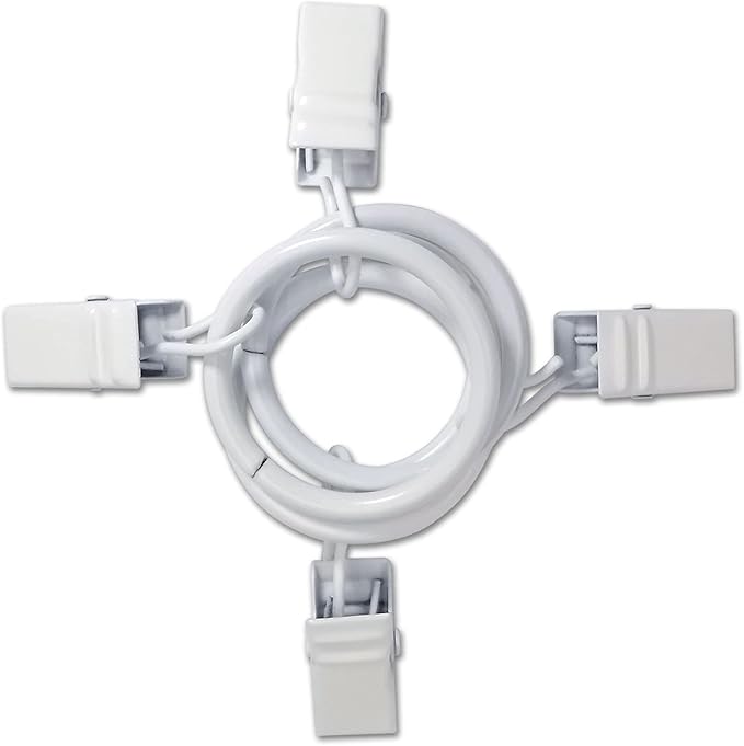 44 Pack Curtain Rings with Clips, Curtain Clip Rings Hooks, Bow Hanger Clips for Hanging Drapery Drapes Bows, Ring 1 inch Interior Diameter, Fits up to 5/8" Rod, White