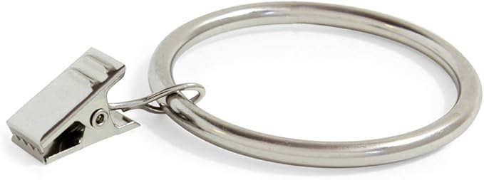 Ivilon Curtain Rings - Set of 14 Decorative Drapery Rings Curtain Clip Rings with Strong Clips 2" Diameter - Color Brushed Nickel