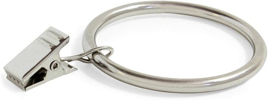 Ivilon Curtain Rings - Set of 14 Decorative Drapery Rings Curtain Clip Rings with Strong Clips 2" Diameter - Color Brushed Nickel