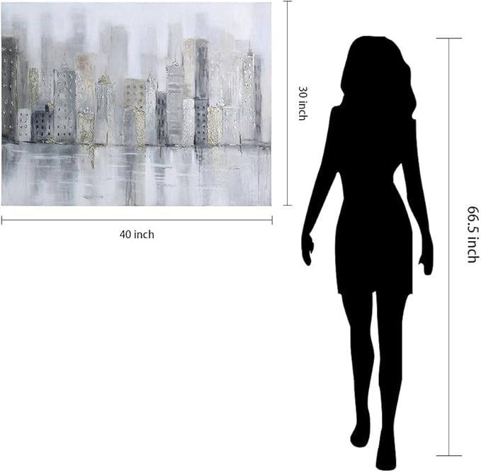 Empire Art Direct Abstract Wall Art Textured Hand Painted Canvas by Martin Edwards, Unframed, 40" x 30", Foggy City