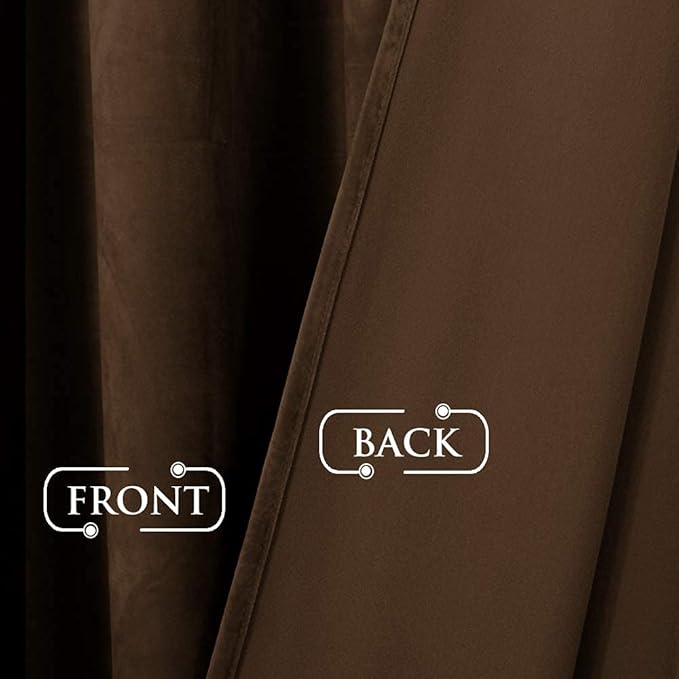 StangH Brown Curtains 96 inches for Living Room Thick Soft Velvet Blackout Energy Smart Drapery Insulating Hot & Chill for Bedroom/Dining Room/Loft, W52 x L96, 2 Panels