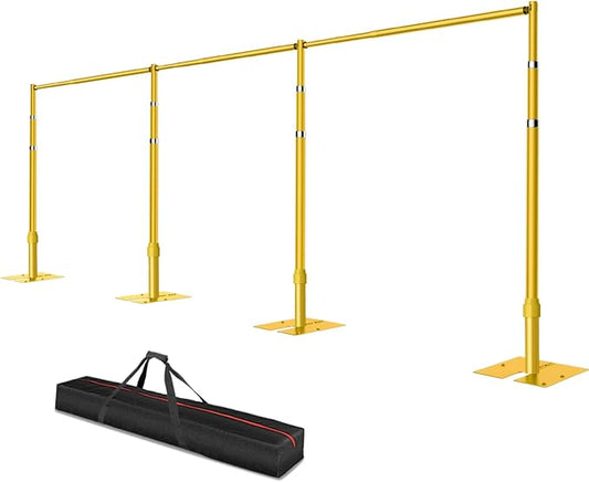 Pipe and Drape Backdrop Stand, 12x30ft Heavy Duty Adjustable Background Frame with Metal Base, Back Drop Holder for Parties Photography Wedding Photoshoot Decoration - Gold