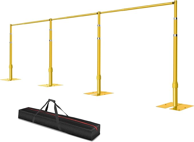 Pipe and Drape Backdrop Stand, 8.9x30ft Heavy Duty Adjustable Background Frame with Metal Base, Back Drop Holder for Parties Photography Wedding Photoshoot Decoration - Gold