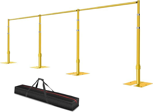 Pipe and Drape Backdrop Stand, 8.9x30ft Heavy Duty Adjustable Background Frame with Metal Base, Back Drop Holder for Parties Photography Wedding Photoshoot Decoration - Gold