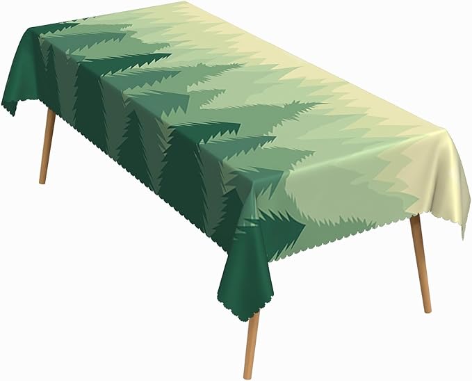 54x78 Inch Nature Rectangular Tablecloth Illustrated Sunrise Woodland Table Cloth Waterproof Durable Table Cover for Party Picnic Indoor Gaming Room Decor