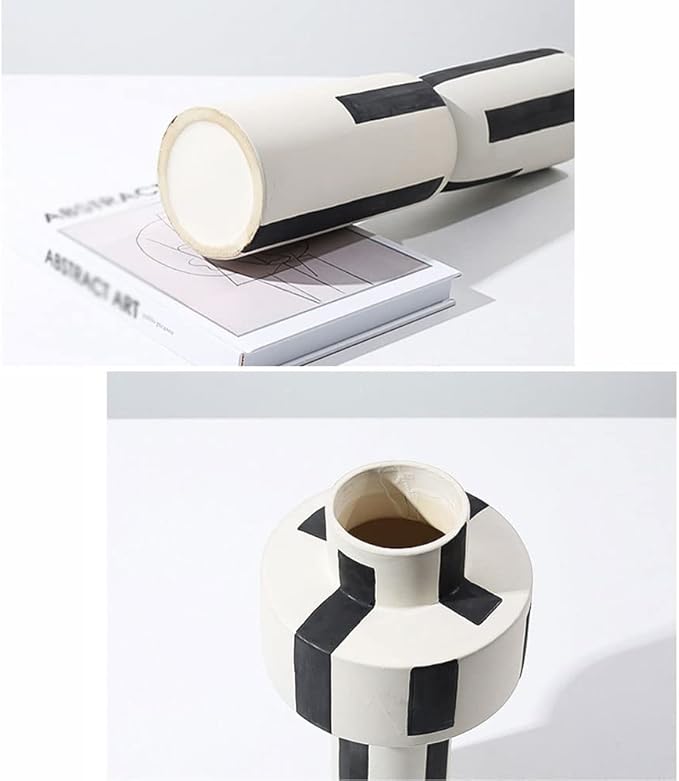 Minimalist Ceramic Vases Hand Painted Black and White Lines Creative Floral Vessels for Centerpieces, Kitchen, Office, Living Room, Wedding, Gifts, Perfect Home Decor Crafts
