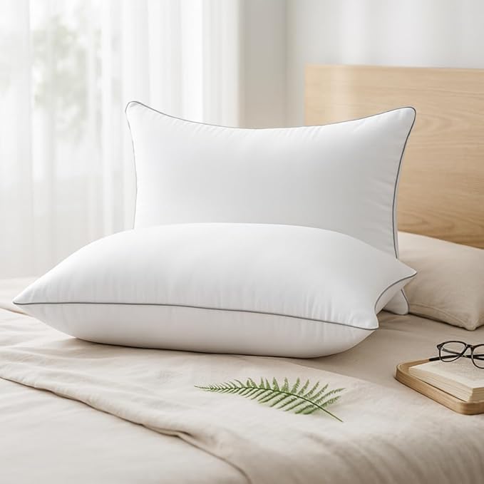 HUXMEYSON Pillows Standard Size Set of 4, Bed Pillows Set of 4, Down Alternative Luxury Hotel Pillows for Sleeping and for Side and Back Sleepers