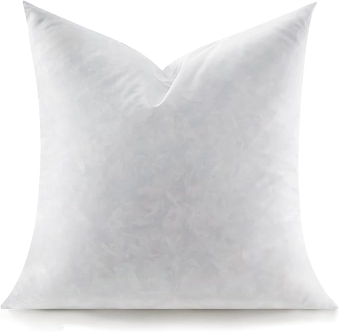 Feather Throw Pillow Insert, Soft Fluffy Square 24 x 24 Inches Decorative Pillow Insert, Feather and Down Filled Euro Pillows for Bed, Couch and Cushion