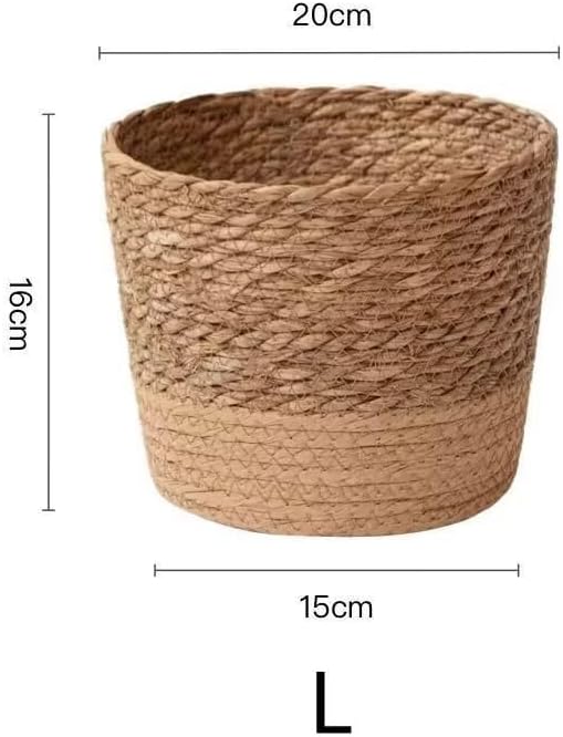 Kerio Seagrass Planter Basket Hand-Woven Flower Pots Cover Plant Containers Plant Baskets for Indoor Outdoor, L