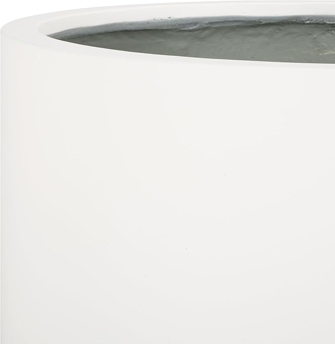 SAFAVIEH Outdoor Collection Alia Modern White Concrete Ficonstone Round Planter Pot