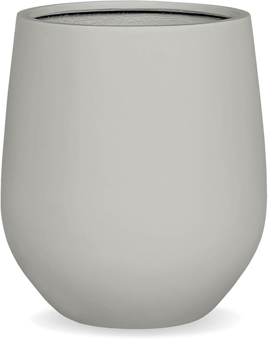 16.5"H x 15"D Corso Fiberstone Round Tapered Planter, Christmas Tree Planter, Smooth Finishes, Weather Resistant for Indoor & Outdoor Use, 2 Extra Coco Mats (Light Gray, 11.5" Pot Opening)