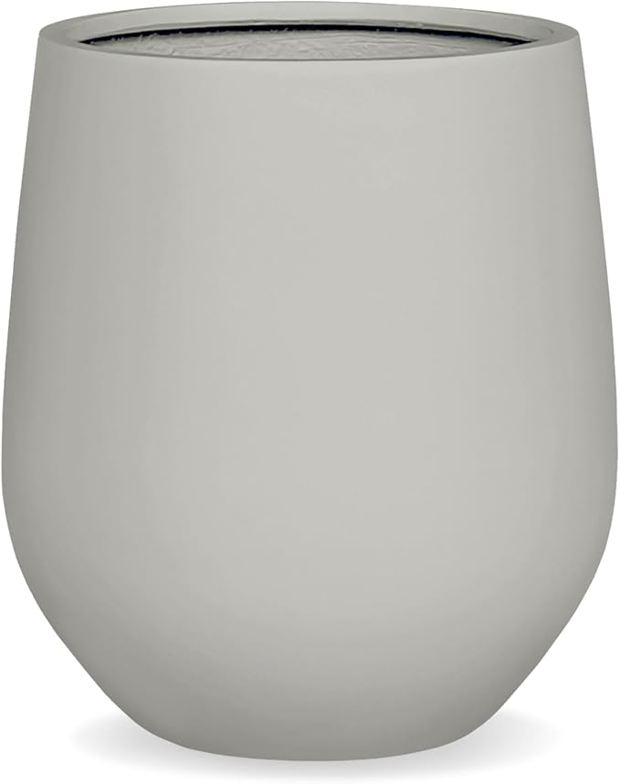 12.5" H x 11.4" D Corso Fiberstone Round Tapered Planter, Christmas Tree Planter, Smooth Finishes, Weather Resistant for Indoor & Outdoor Use, 2 Extra Coco Mats (Light Gray, 9" Pot Opening)