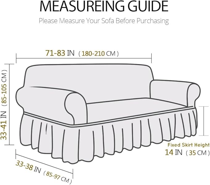 NICEEC Sofa Cover Thick Plush 1-Piece Warm Grey Sofa Slipcover for Sofas Stretch Fluffy Couch Covers for Living Room Easy Fit Washable Soft Furniture Sofa Protector with Skirt