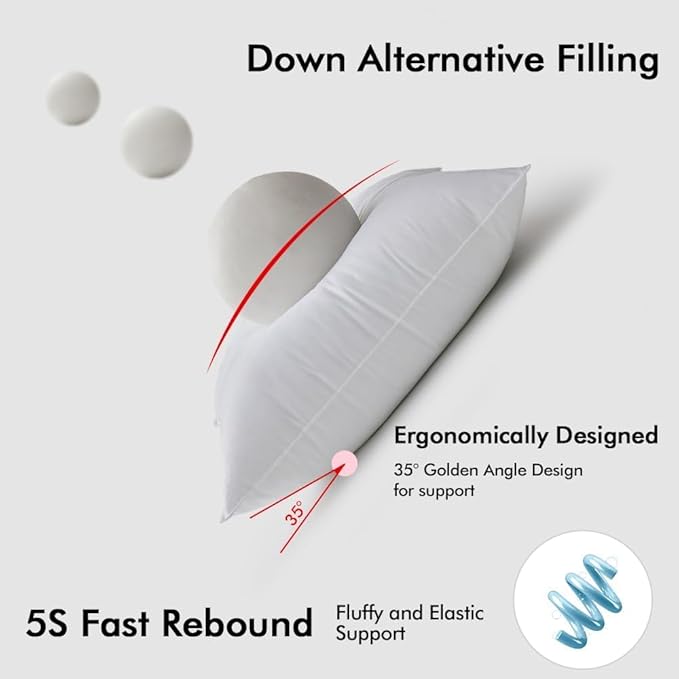MIULEE 22x22 Down Alternative Pillow Insert Euro Decorative Throw Pillow 22 x 22 Inch Body Bed Sleeping Ultra Soft Fluffy Form for Sofa Couch Bed