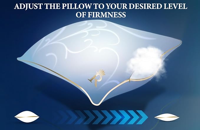 Royal Therapy Pillows Queen Size Set of 2 - Pillows, Side Sleeper Pillow - Adjustable Alternative Down Pillow, Bed Pillows, Sophisticated Design & Gold Piping
