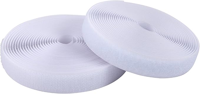 3/4 Inch Sew on Hook and Loop Strips | Easy to Sew | Excellent Grip | Non-Adhesive Back Nylon Fabric Fastener Strips for Clothing Sewing Crafts and DIY Projects, White, 3/4in x 5yd