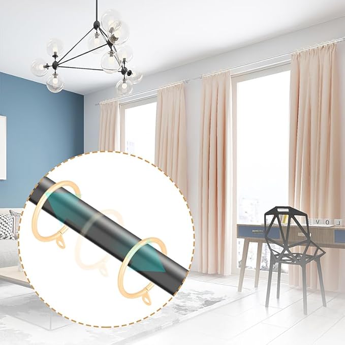 60 pcs 1.5-Inch Inner Diameter Metal Drapery Rings Curtain Rings with Eyelets, Fits Up to 1 1/4-Inch Rod, Warm Gold