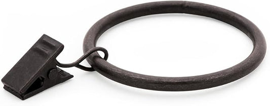 Ivilon Drapery Curtain Clips with Rings - Set of 14 Decorative Drapery Rings with Strong Clips 2" Diameter - Color Oil Rubbed Bronze (ORB)