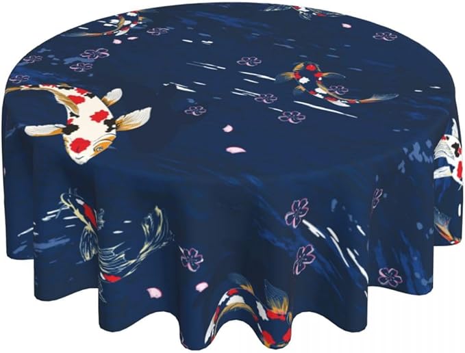 Cherry Blossom Tablecloth, Pink Traditioanal Oriental Chinese Floral Sketch Farmhouse Water Resisitant Wipeable Table Cover for Dining Kitchen Living Room Home Party Holiday Decor 36 inch Round
