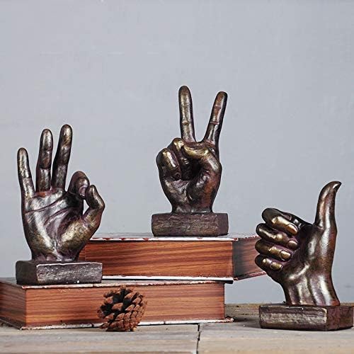 Nice purchase Hand Finger Gesture Desk Statues Fingers Sculpture Creative Home Living Room Cabinet Shelf Decoration (Thumbs-up in Gold)
