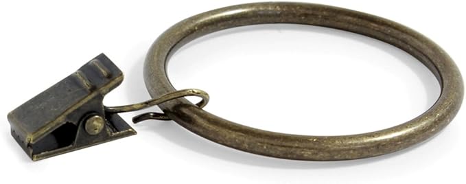 Ivilon Curtain Rings - Set of 14 Decorative Drapery Rings Curtain Clip Rings with Strong Clips 2" Diameter - Color Antique Brass