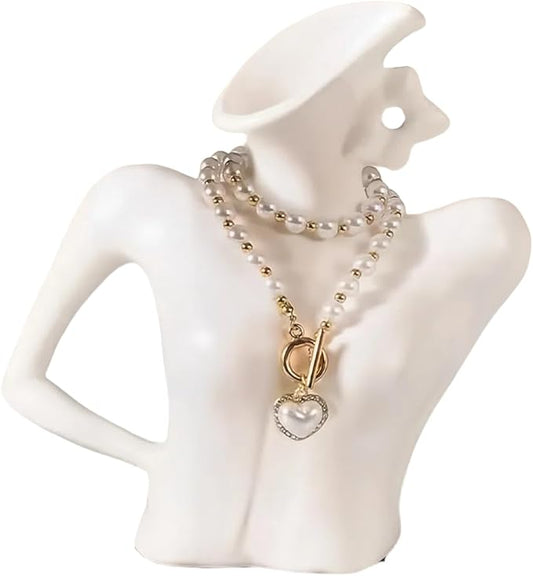 Ceramic Vase with Detachable Necklace — Elegant Female Curves Home Decor, Artistic Tabletop Vase for Bookshelf, Dining Table, Living Room, Kitchen, or Office, Perfect with Artificial or Dried Flowers