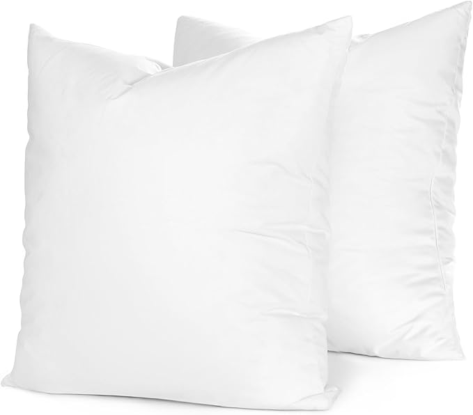 Continental Bedding | 50/50 Down and Feather Blend Throw Pillow Insert | 100% Cotton 250TC Shell | Medium Loft Decorative Cushion | 22x22 | 2 Pack