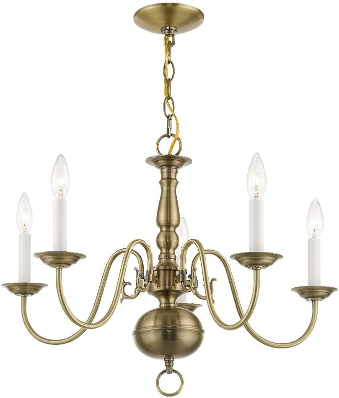 Livex Lighting 5005-02 Williamsburgh 5 Light Polished Brass Chandelier