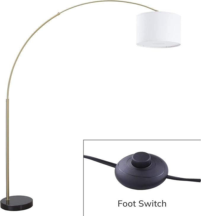 Major-Q Contemporary 81" Tall Standing Arc Floor Lamp Adjustable Height, Remote Control, Real Marble Base - Ideal for Behind Sofa Living and Dining Rooms - Gold