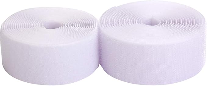 Sew on Hook and Loop Style 2 Inch Non-Adhesive Back Nylon Strips Fabric Fastener Non-Adhesive Interlocking Tape White,5 Yard