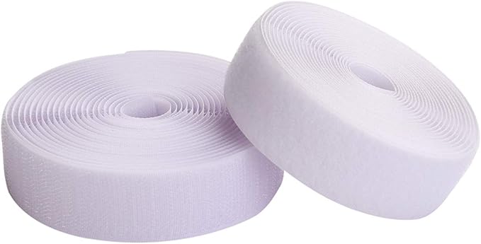 Sew on Hook and Loop Style 1 Inch Non-Adhesive Back Nylon Strips Fabric Fastener Non-Adhesive Interlocking Tape White,12.6 Yard
