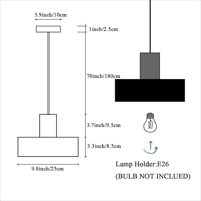 DUHU Gold Pendant Lights for Kitchen Island,Industrial Black Wood Island Light with Metal Lampshade 11.8inch,Brass Hanging Pendant Light Fixture for Bedroom,Bar,Dinning Table,E26,Height Adjustable