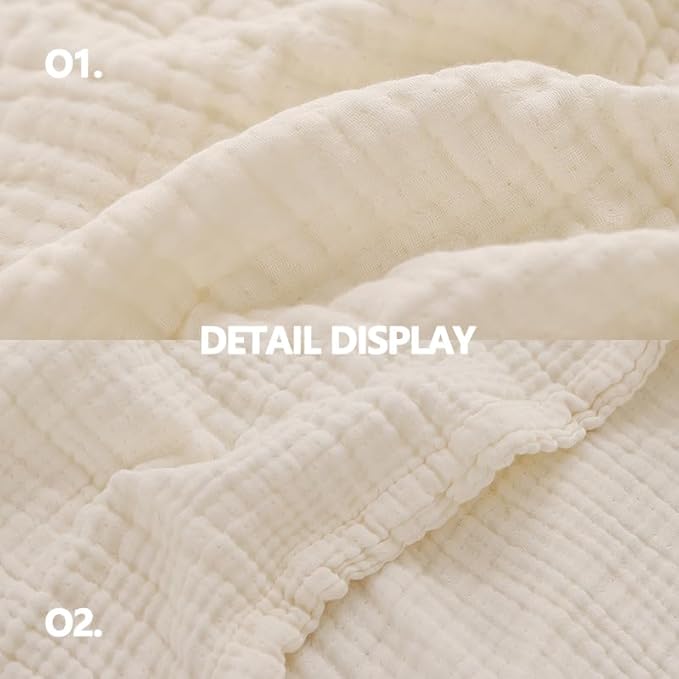Throw Blanket for Bed 100% Cotton Ultra Soft Rustic Quilt Farmhouse Decor Fall Bed Blankets,80"×90" All Season Rustic Large Throw for Sofa Couch Chair