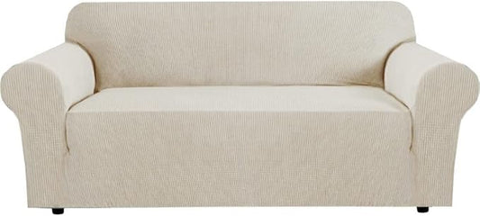 H.VERSAILTEX Stretch Sofa Covers for 3 Cushion Couch Covers Sofa Slipcovers for Living Room Feature Thick Checked Jacquard Fabric with Elastic Bottom, Sofa Large - Island Fossi