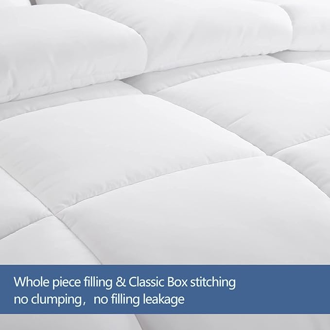 MAPLE DOWN Soft Twin Size Comforter Duvet Insert-Down Alternative Comforter Quilted with Corner Tabs for All Season-Lightweight Breathable Brushed Microfiber Machine Washable (White 68”x90”)