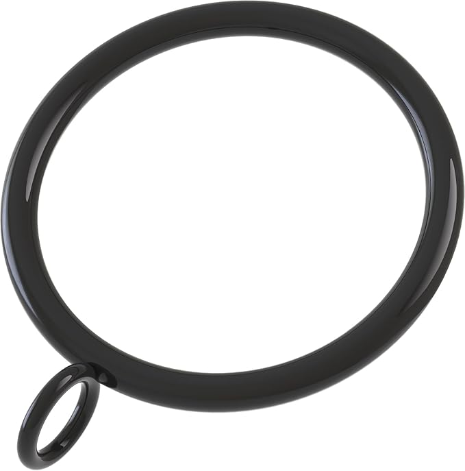42 PCS Curtain Rings, 1.5 inch Metal Curtain Drape Sliding Eyelet Rings-Hanging Rings for Curtains and Rods, Fits Up to 1 1/4-Inch Rod, Black(Clips Not Included)